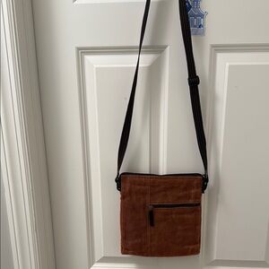 Smateria burnt orange upcycled plastic mesh crossbody